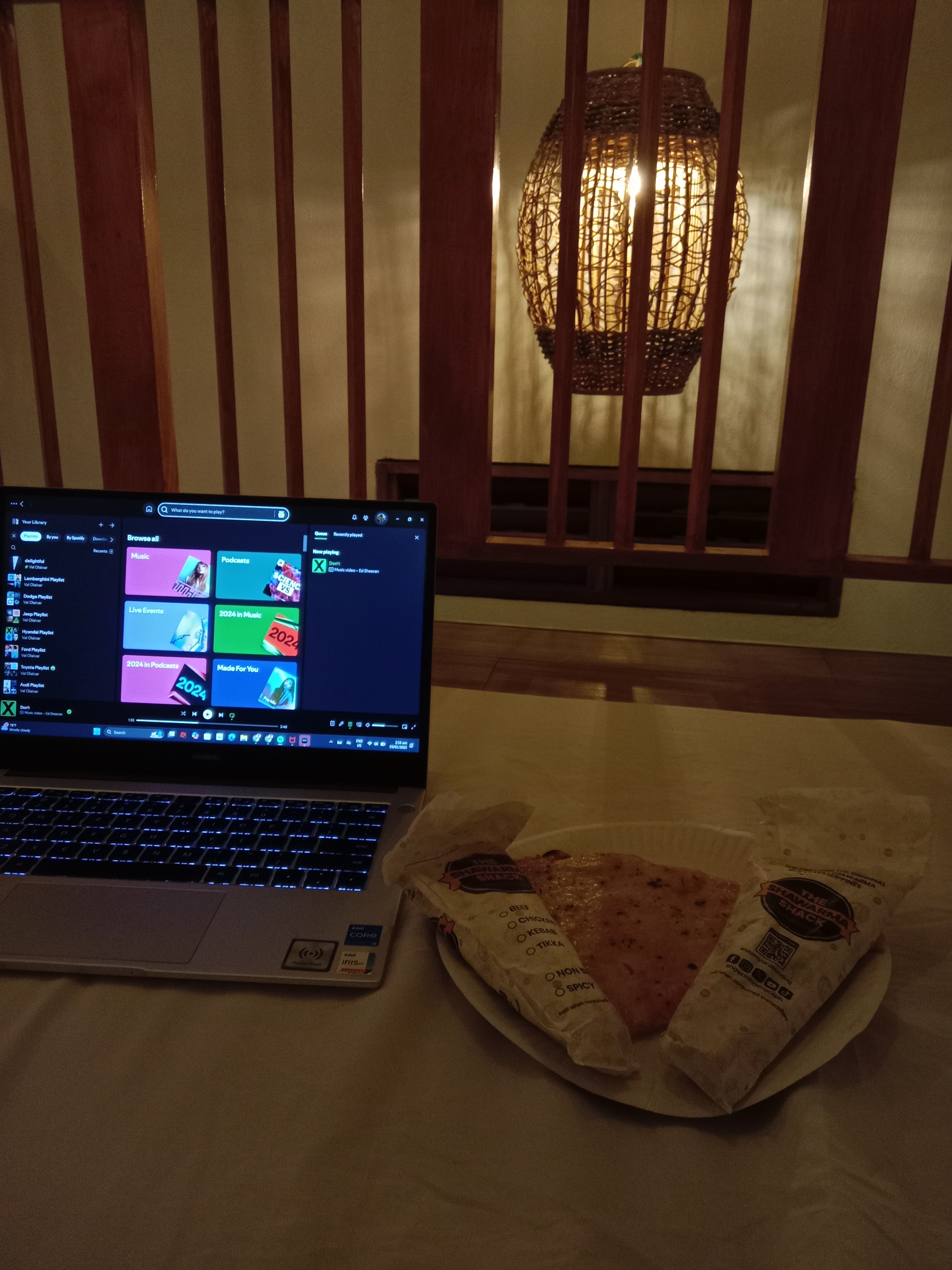 Warm study setup with papers